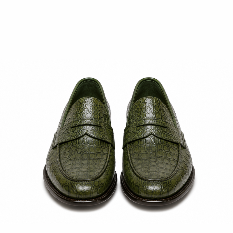 Croc Texture Leather Masterpiece Loafers