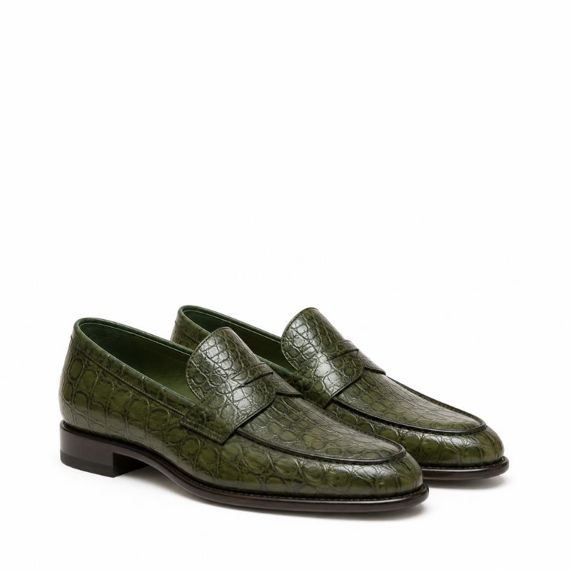 Croc Texture Leather Masterpiece Loafers