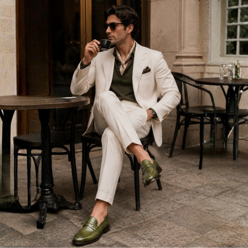 Croc Texture Leather Masterpiece Loafers
