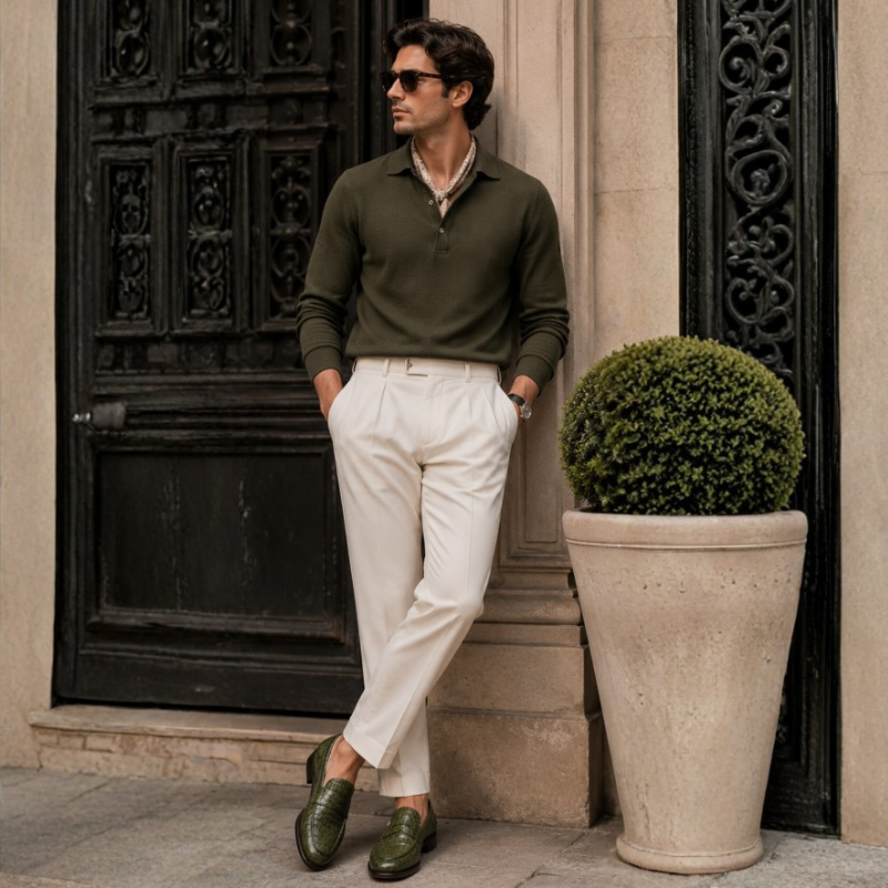 Croc Texture Leather Masterpiece Loafers