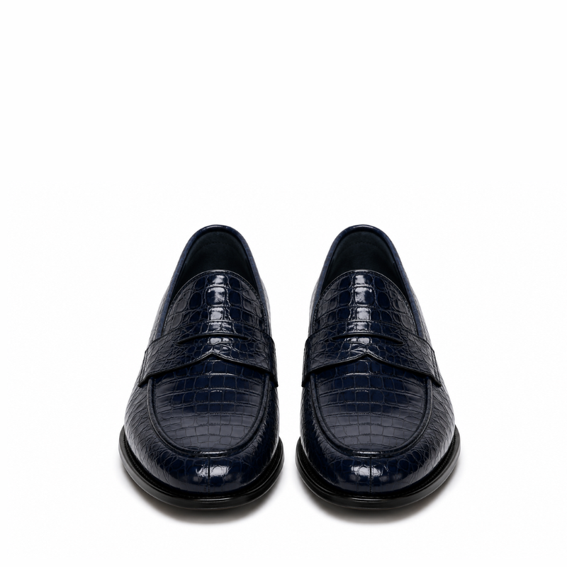 Croc Texture Leather Masterpiece Loafers
