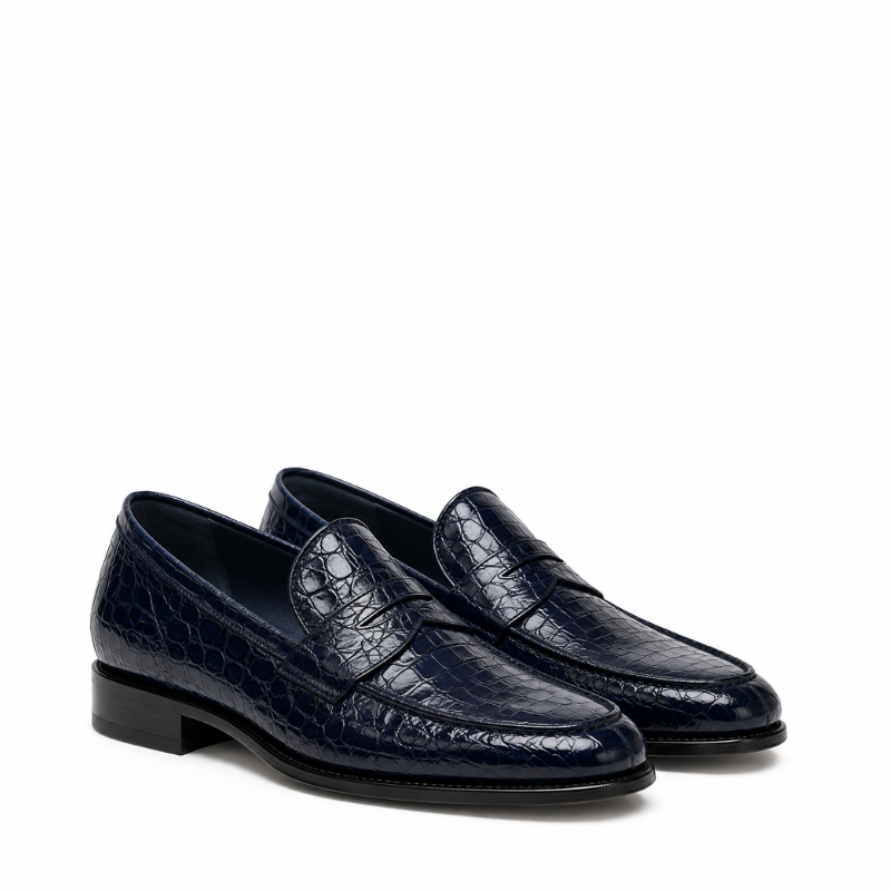 Croc Texture Leather Masterpiece Loafers