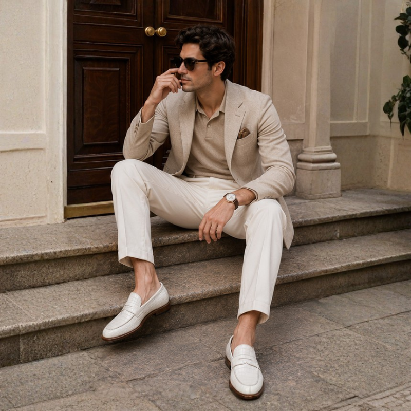 Croc Texture Leather Masterpiece Loafers