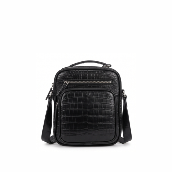 Croco Embossed Leather Crossbody Bag