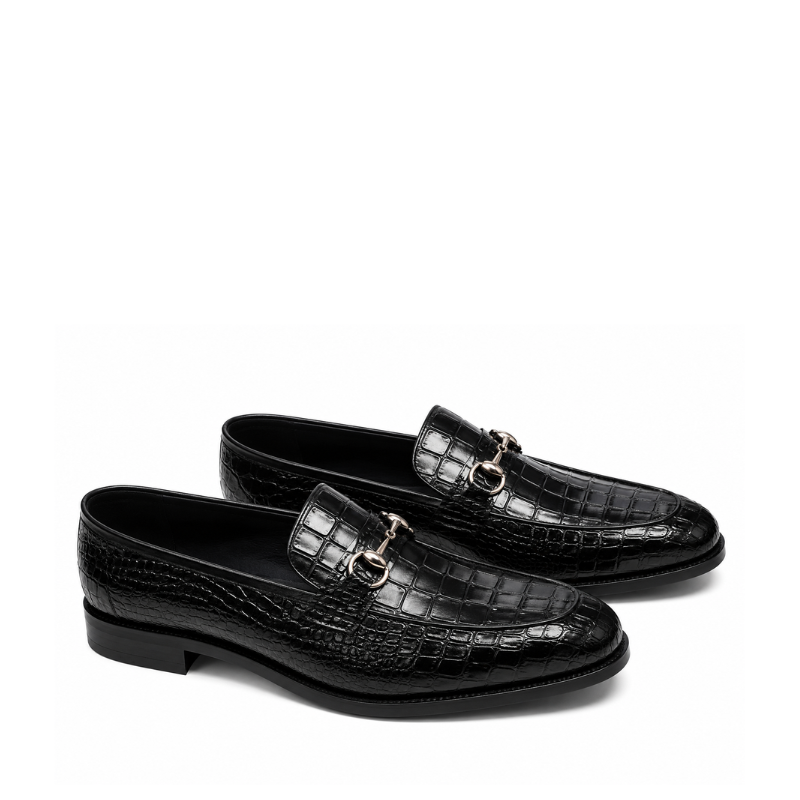Croco Embossed Luxury Italian Horsebit Loafers
