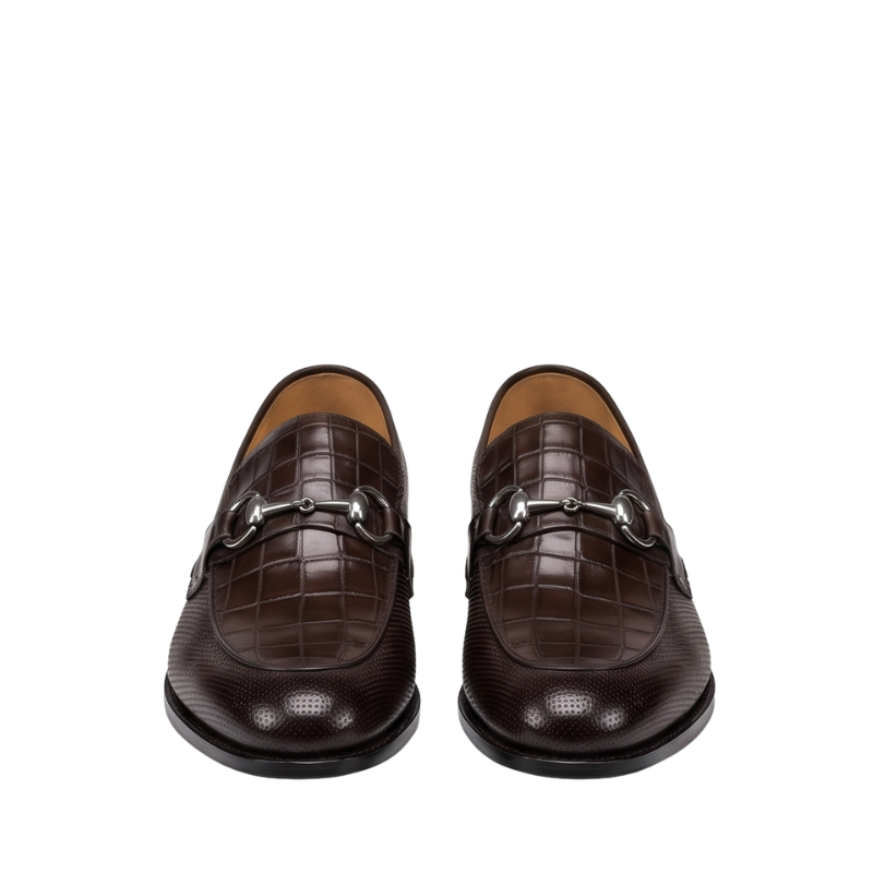 Croco Textured Leather Luxe Horsebit Loafers