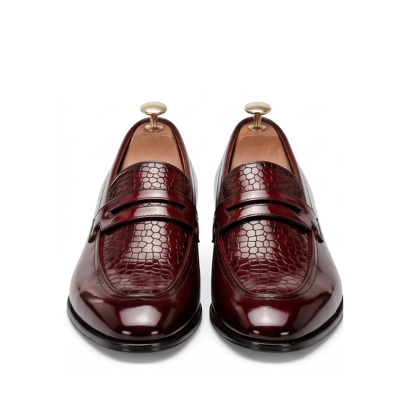 Croco patent leather penny loafer