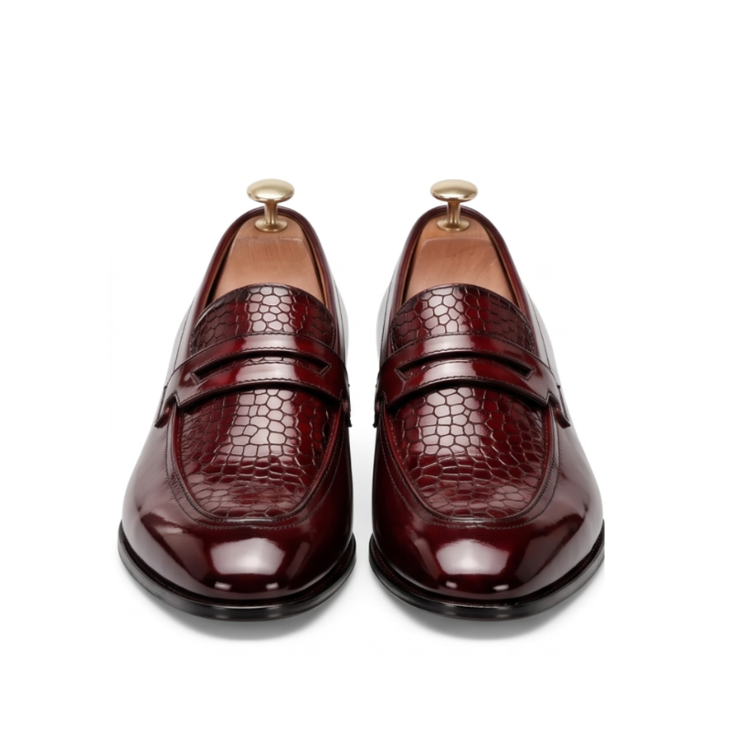 Croco patent leather penny loafer