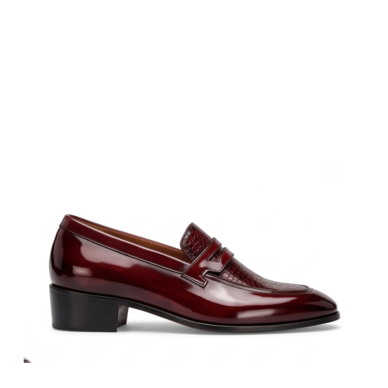 Croco patent leather penny loafer