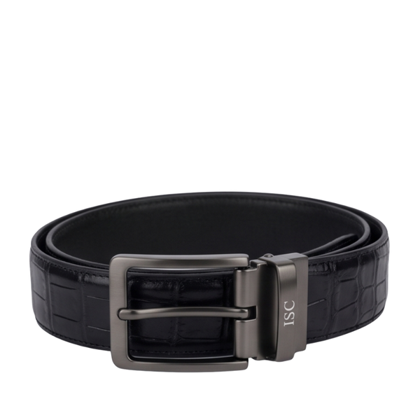 Crocodile-embossed Genuine Leather Belt