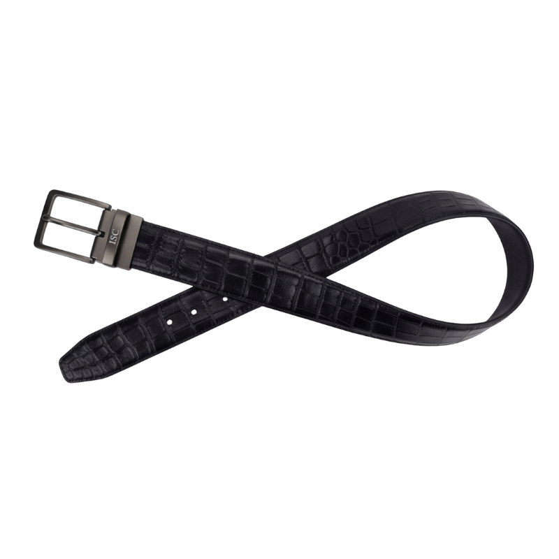 Crocodile-embossed Genuine Leather Belt