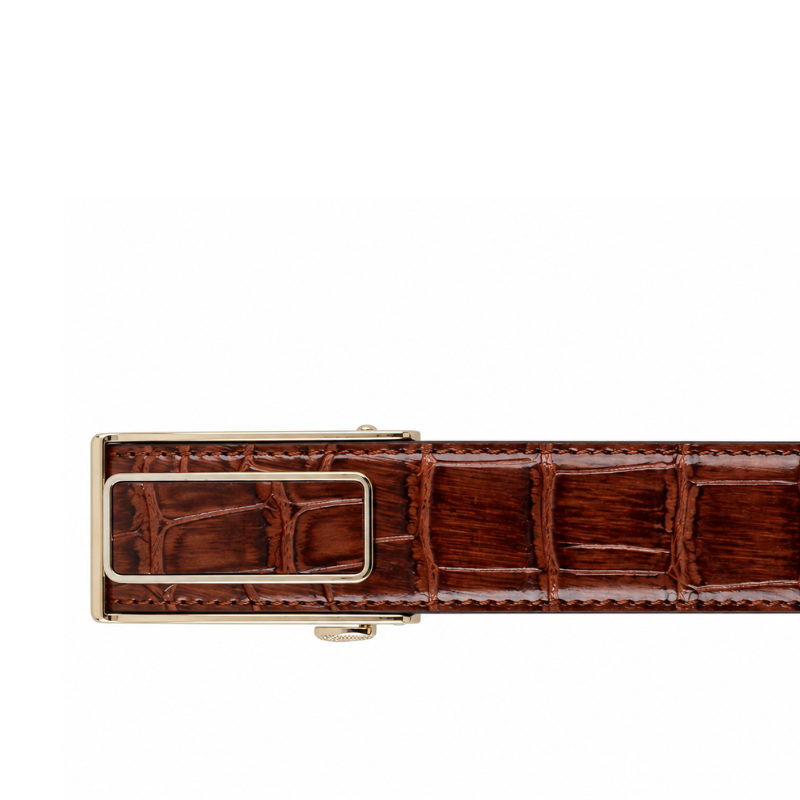 Crocodile Embossed Leather Luxe Belt