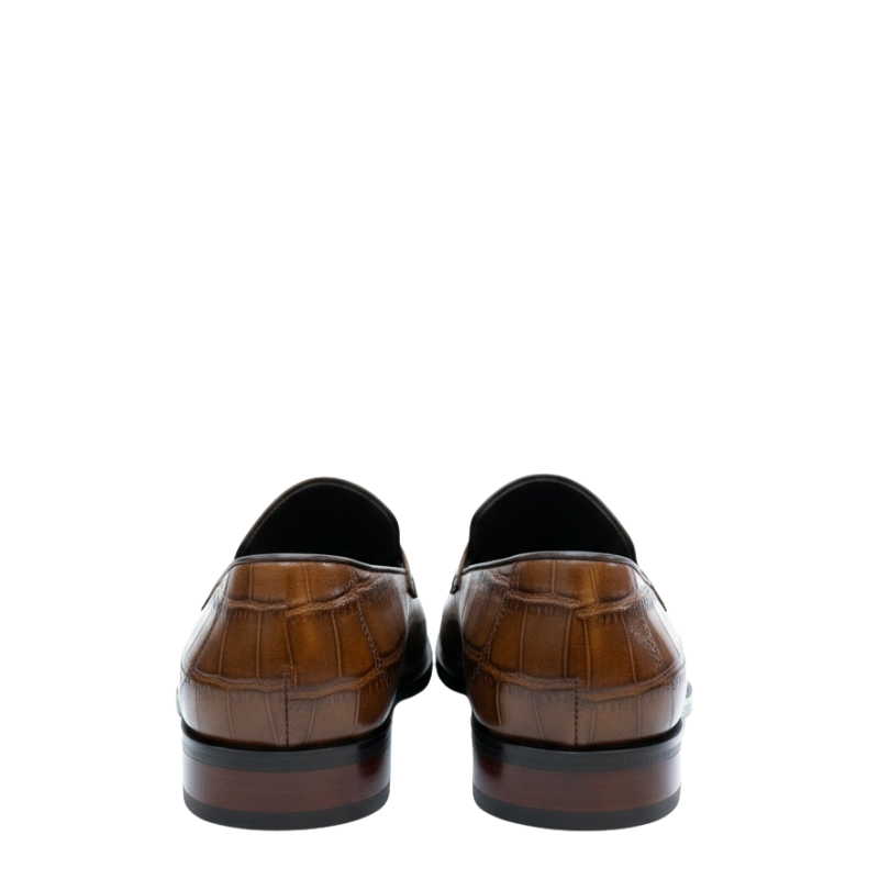 Crocodile Elegance Leather Penny Loafers
