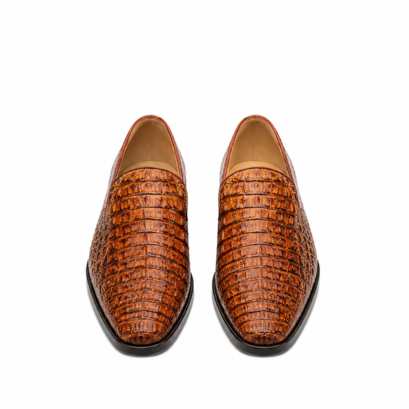 Crocodile Leather Loafers Tan