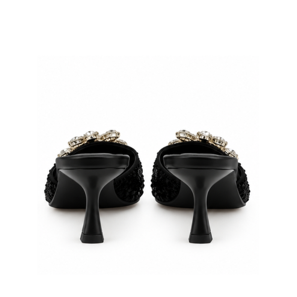 Crystal Bloom Sequin Pointed Mule
