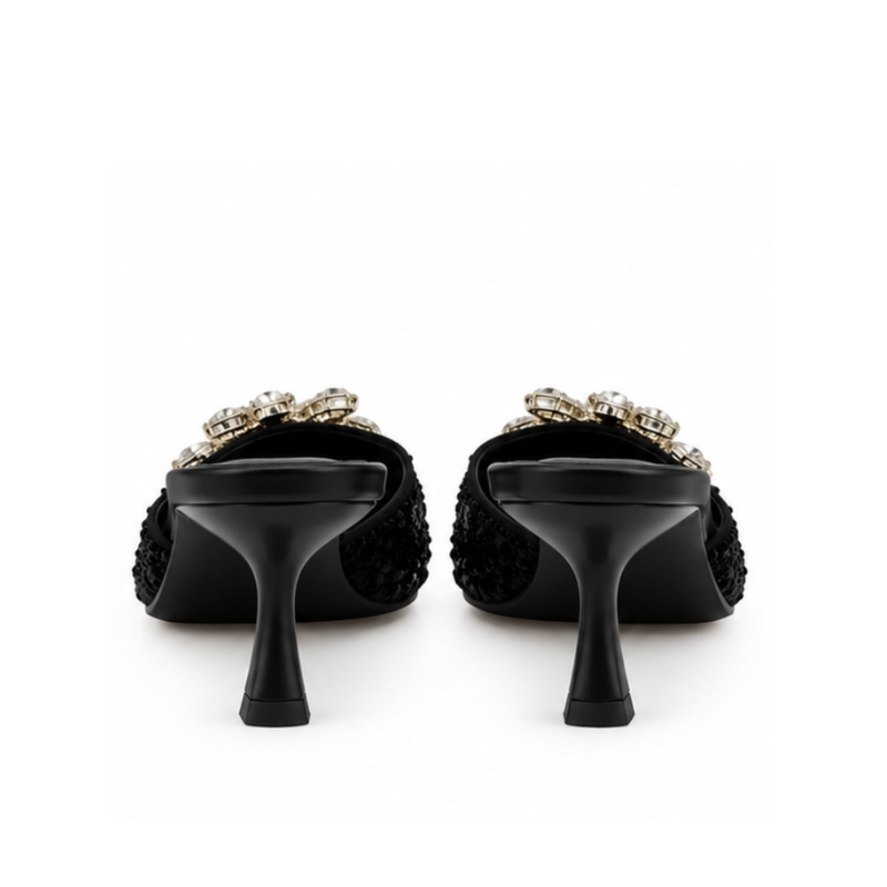 Crystal Bloom Sequin Pointed Mule