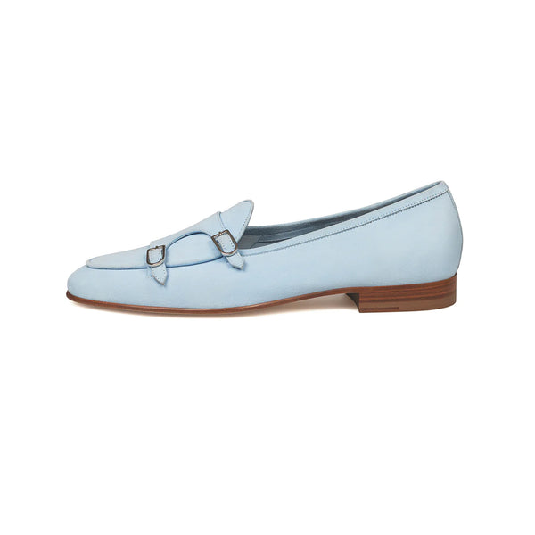 Double Monk Strap Moccasins Loafers with Buckle Detail