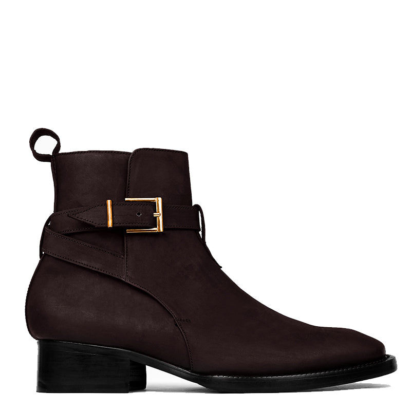 Premium Leather Buckle Ankle Boots