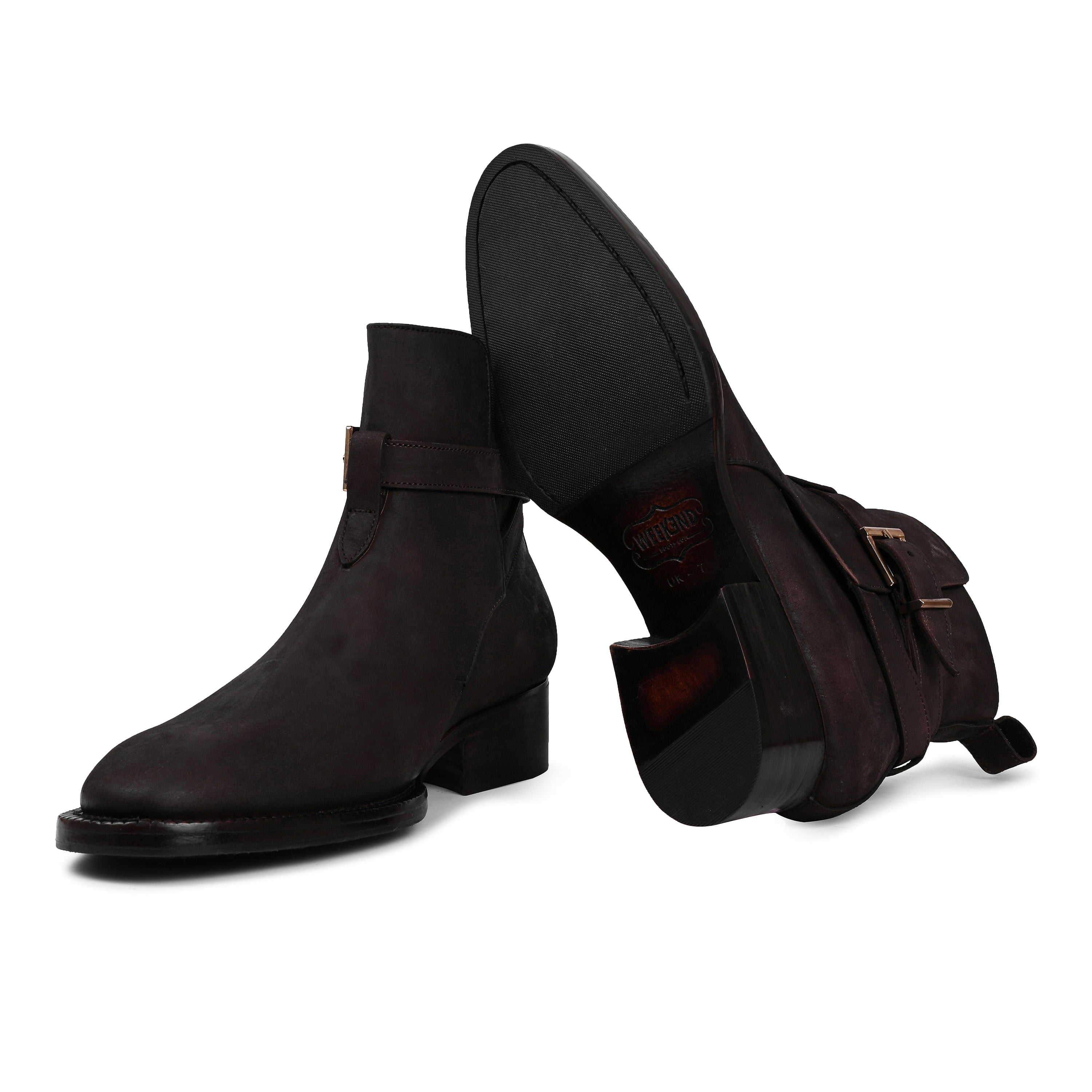 Premium Leather Buckle Ankle Boots