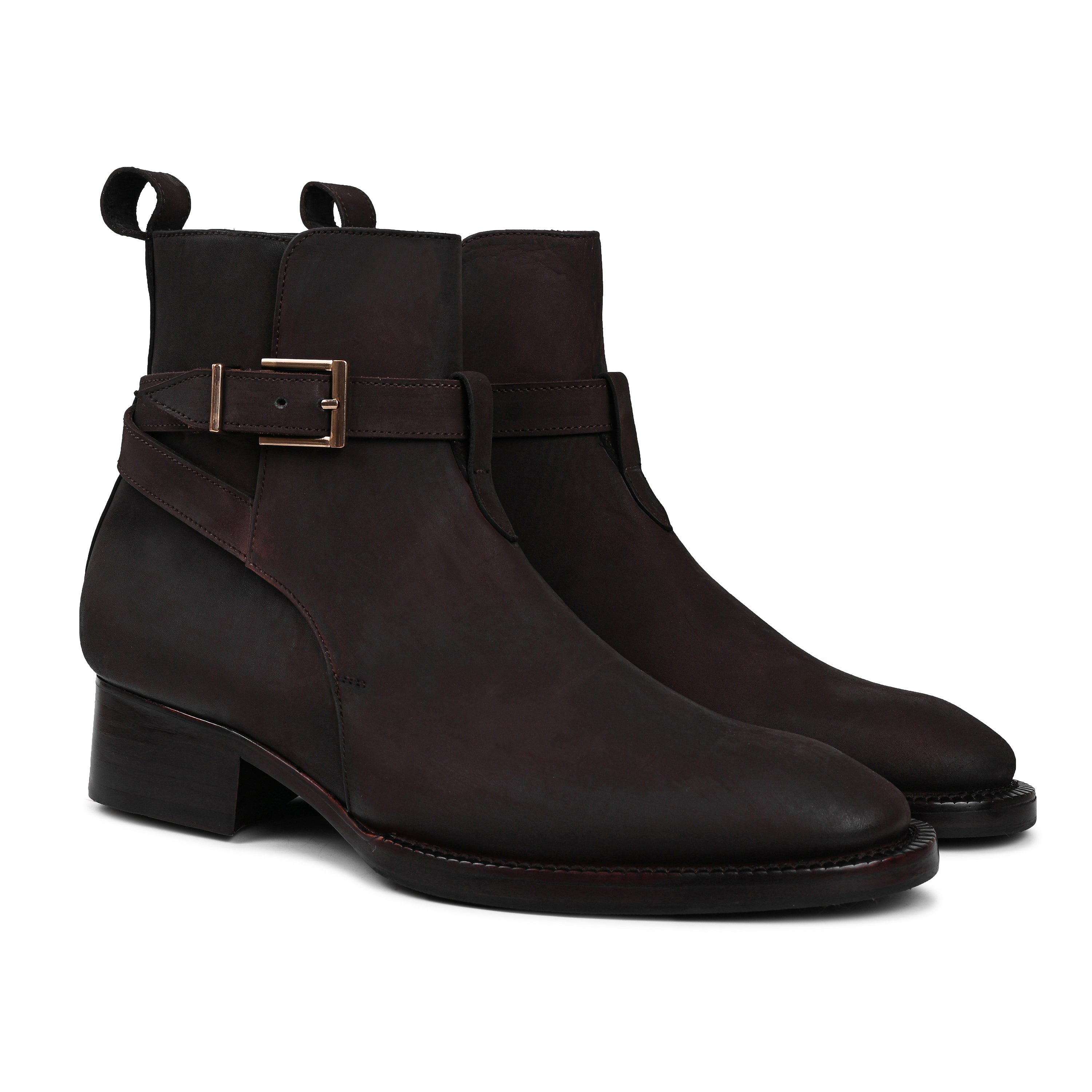 Premium Leather Buckle Ankle Boots