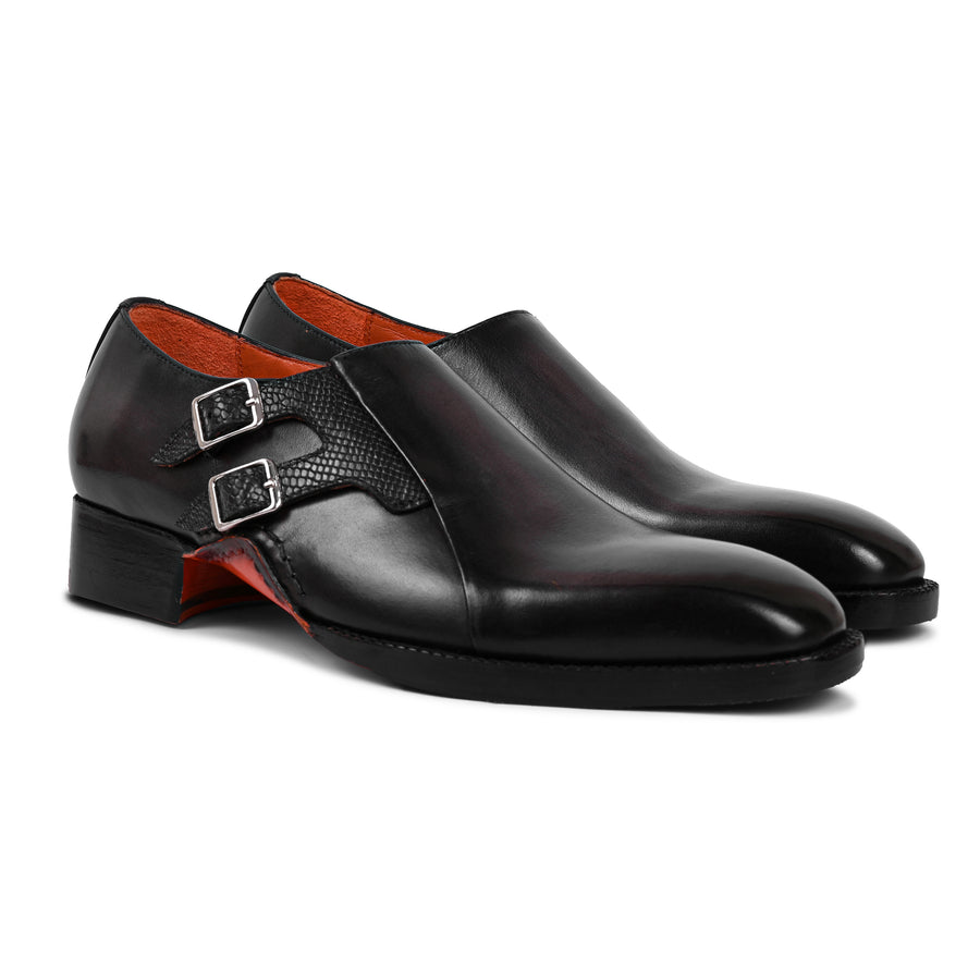 Santoni Double Buckle Leather Shoes
