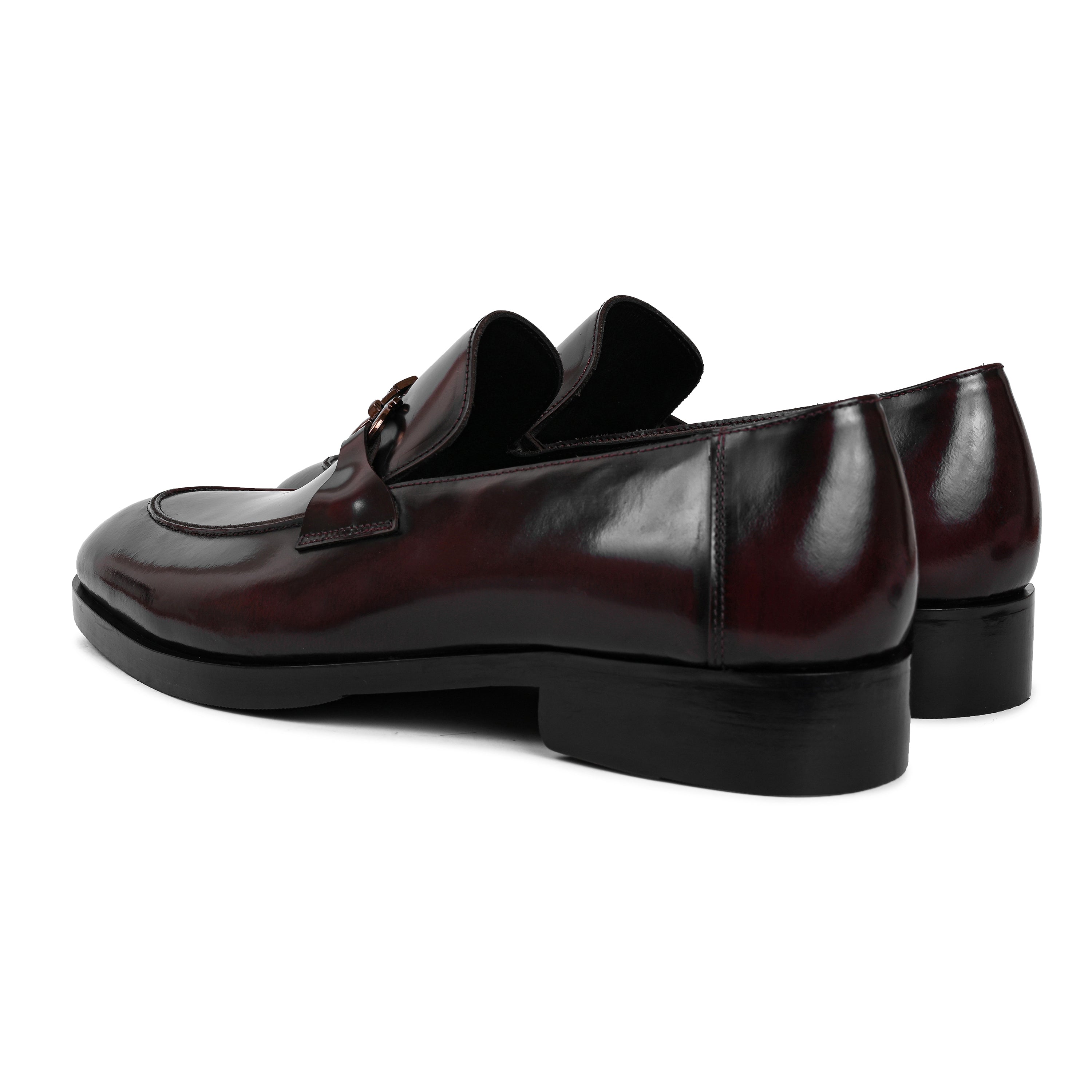Polished Shiny Leather Horsebit Buckled Loafers