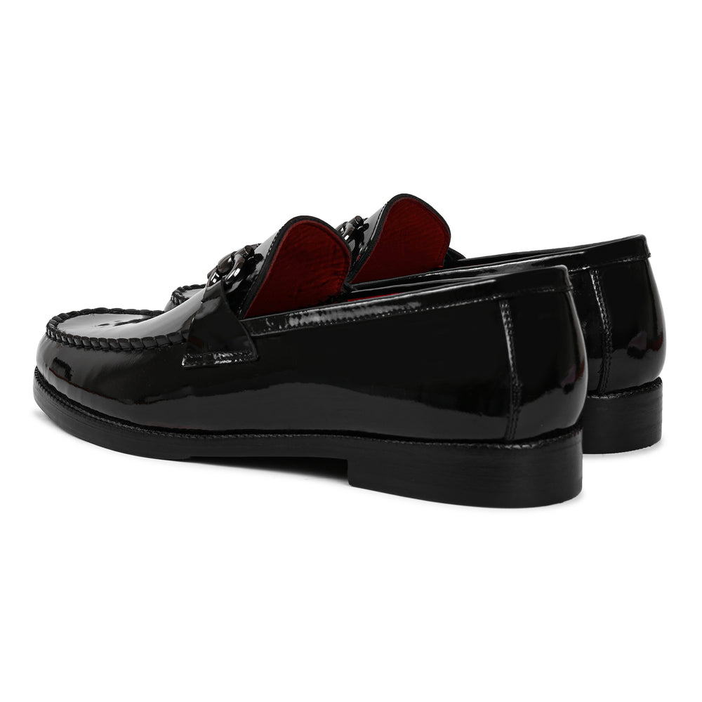 Patent Shiny Leather Loafers With Horsebit Buckle