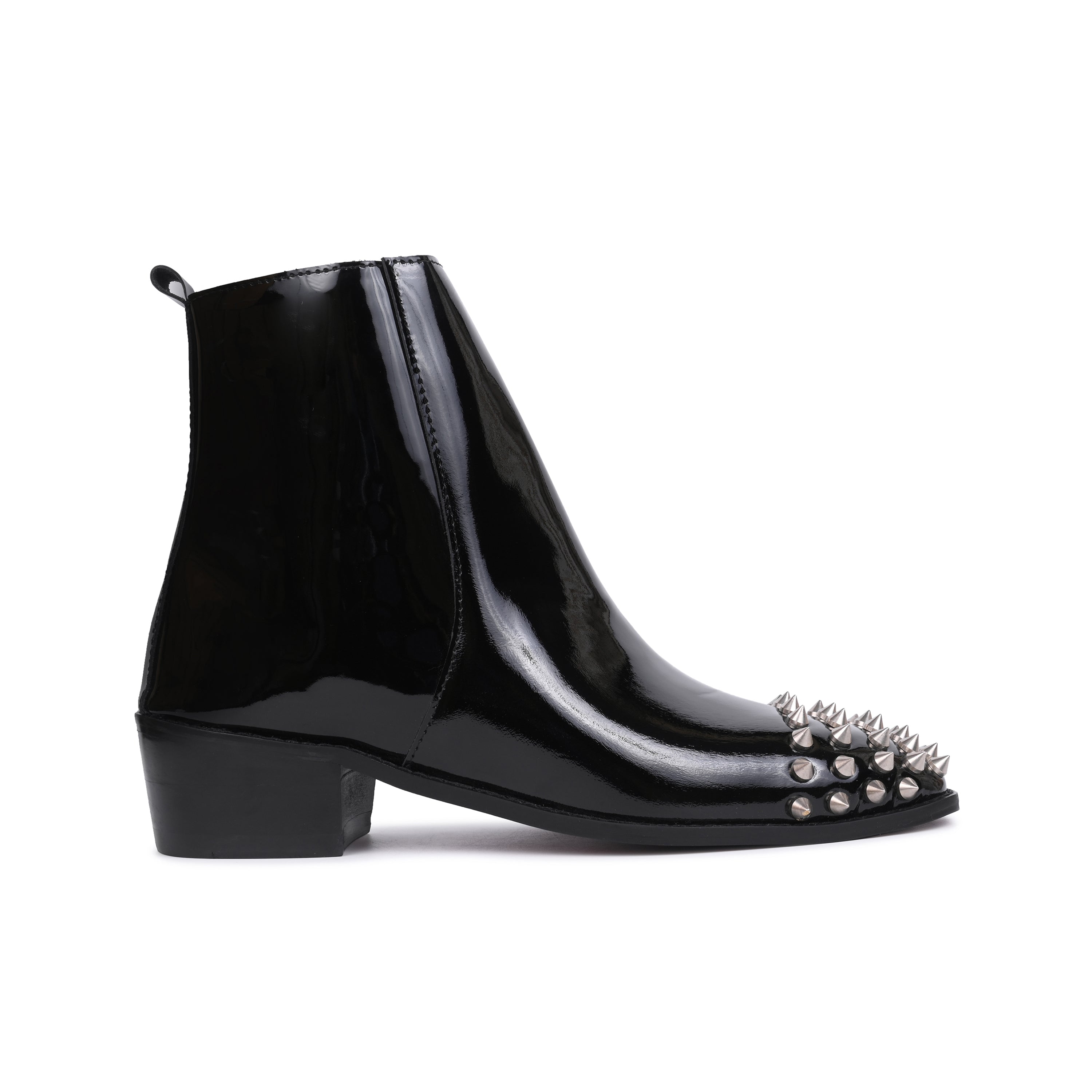 Patent leather Cuban Boots With Silver Studs