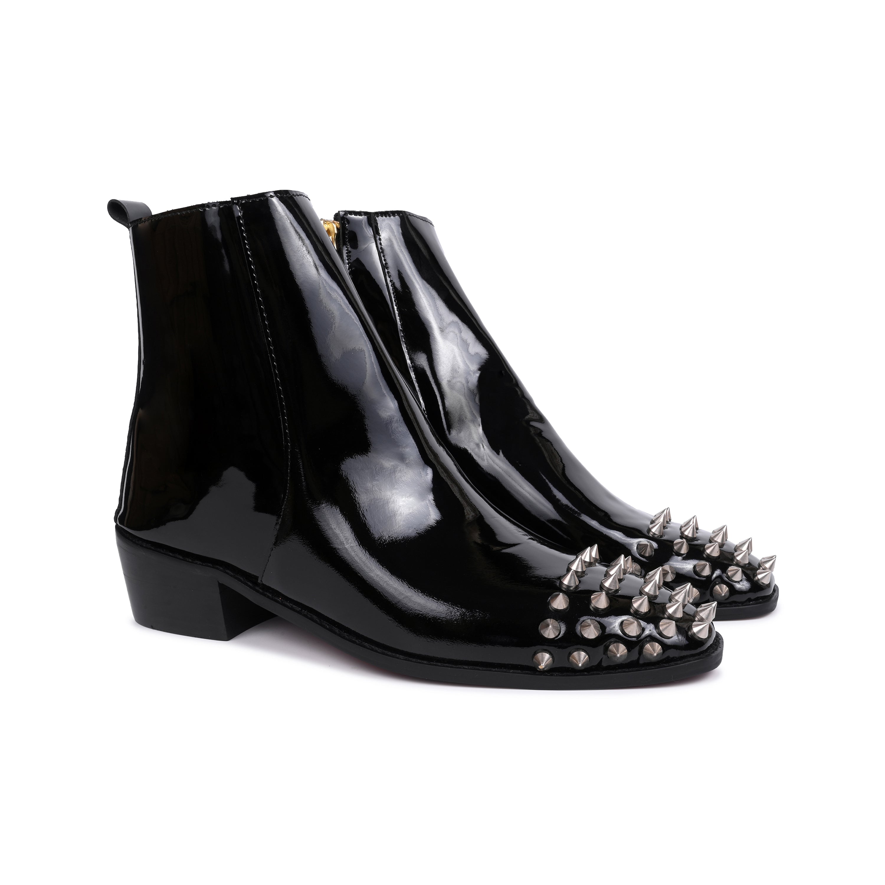 Patent leather Cuban Boots With Silver Studs