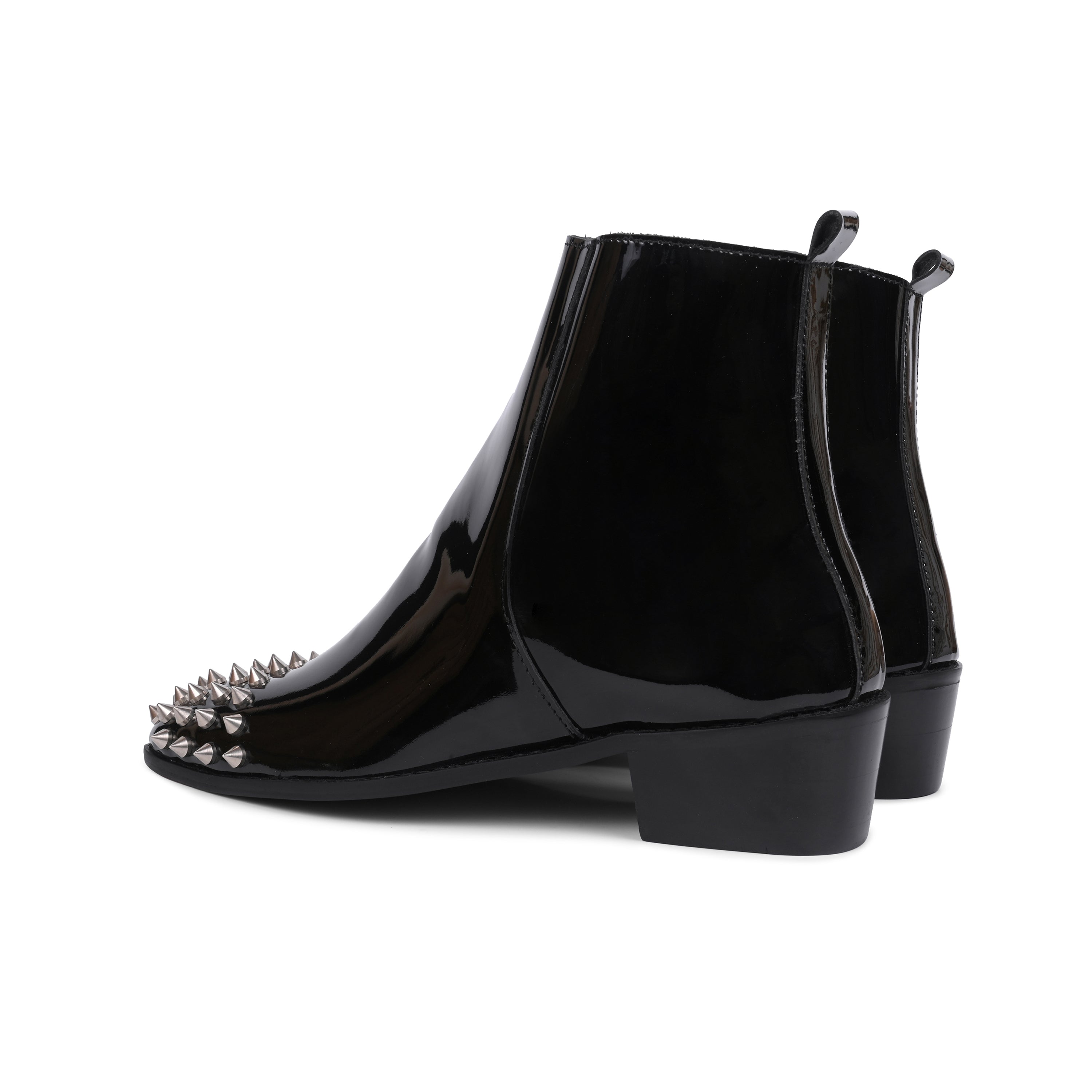 Patent leather Cuban Boots With Silver Studs