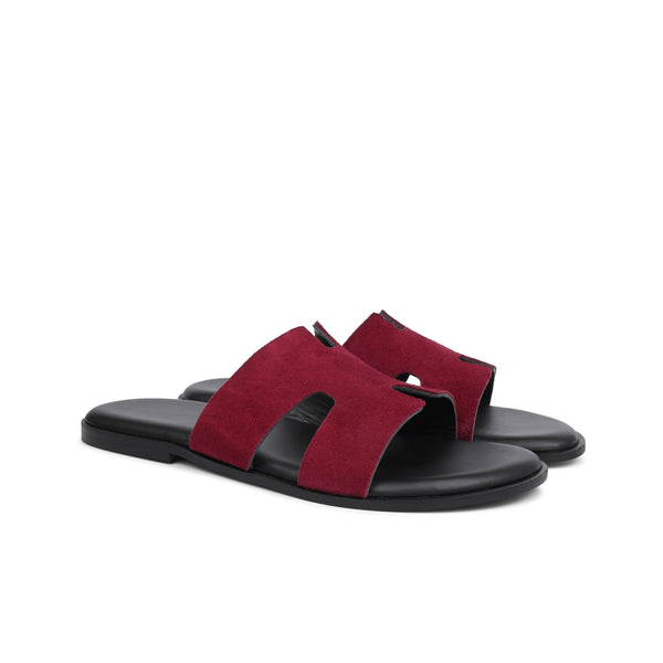 Suede H Style Slip On - Red