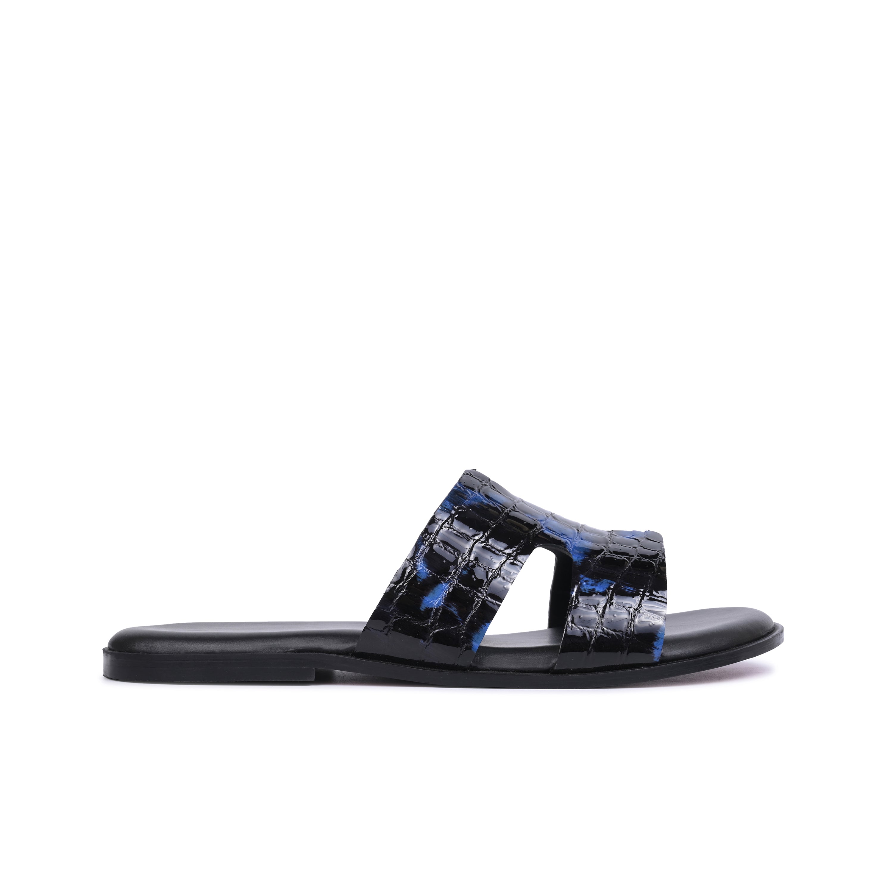 Black X Blue Croco Slip On