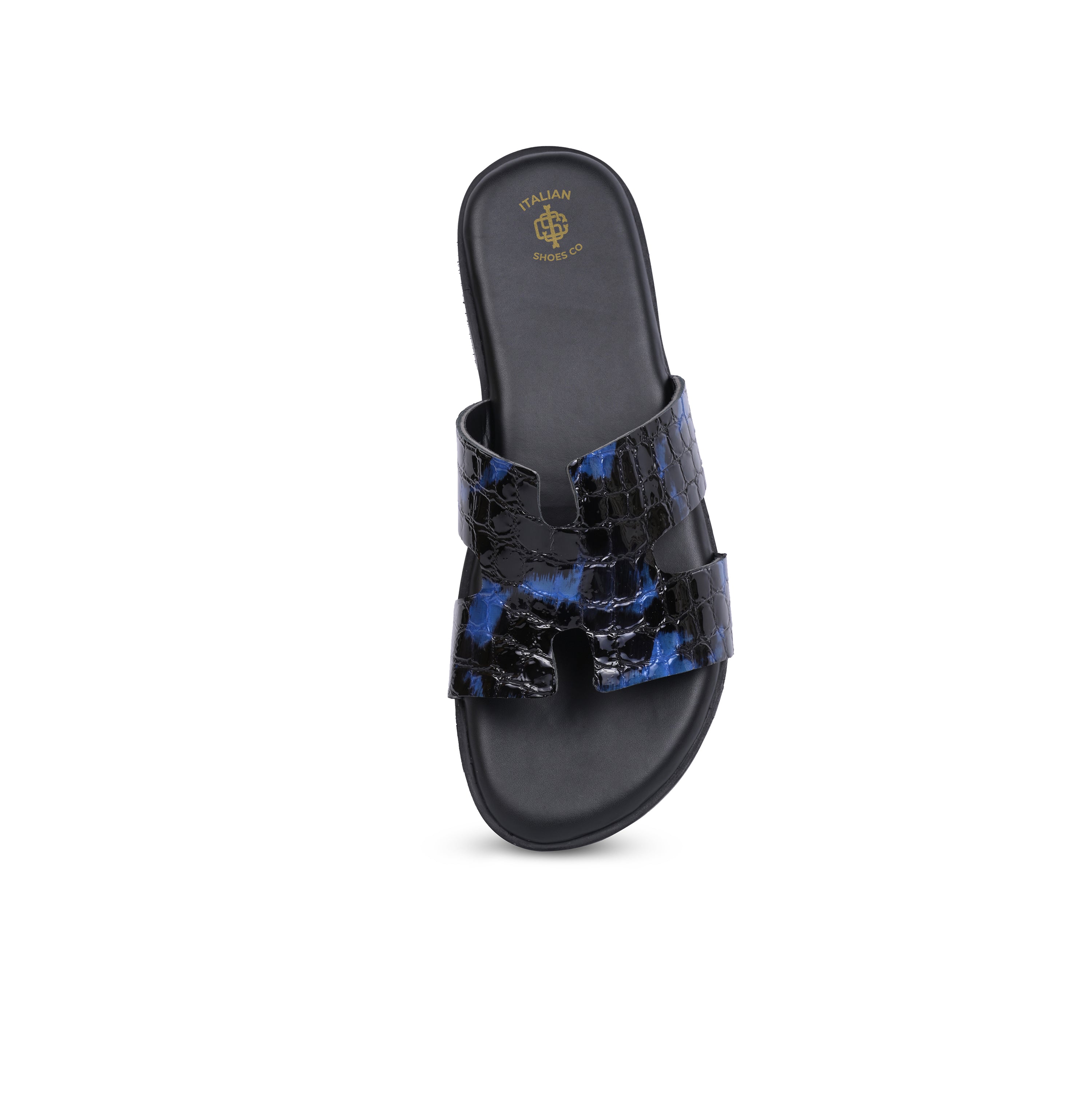 Black X Blue Croco Slip On