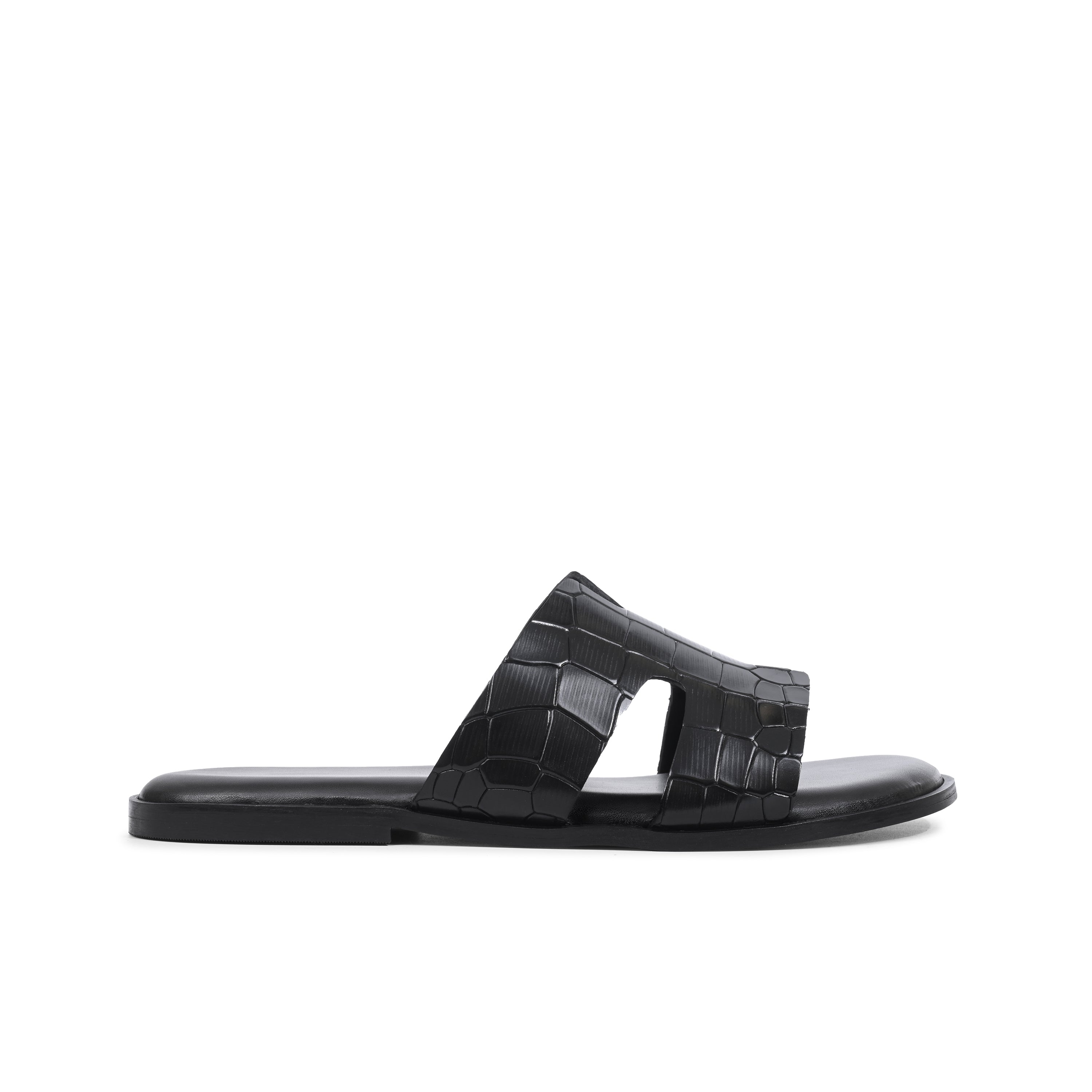 Black Croco Textured Slip on