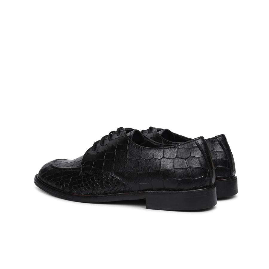 Black Deep Cut Derby Shoes