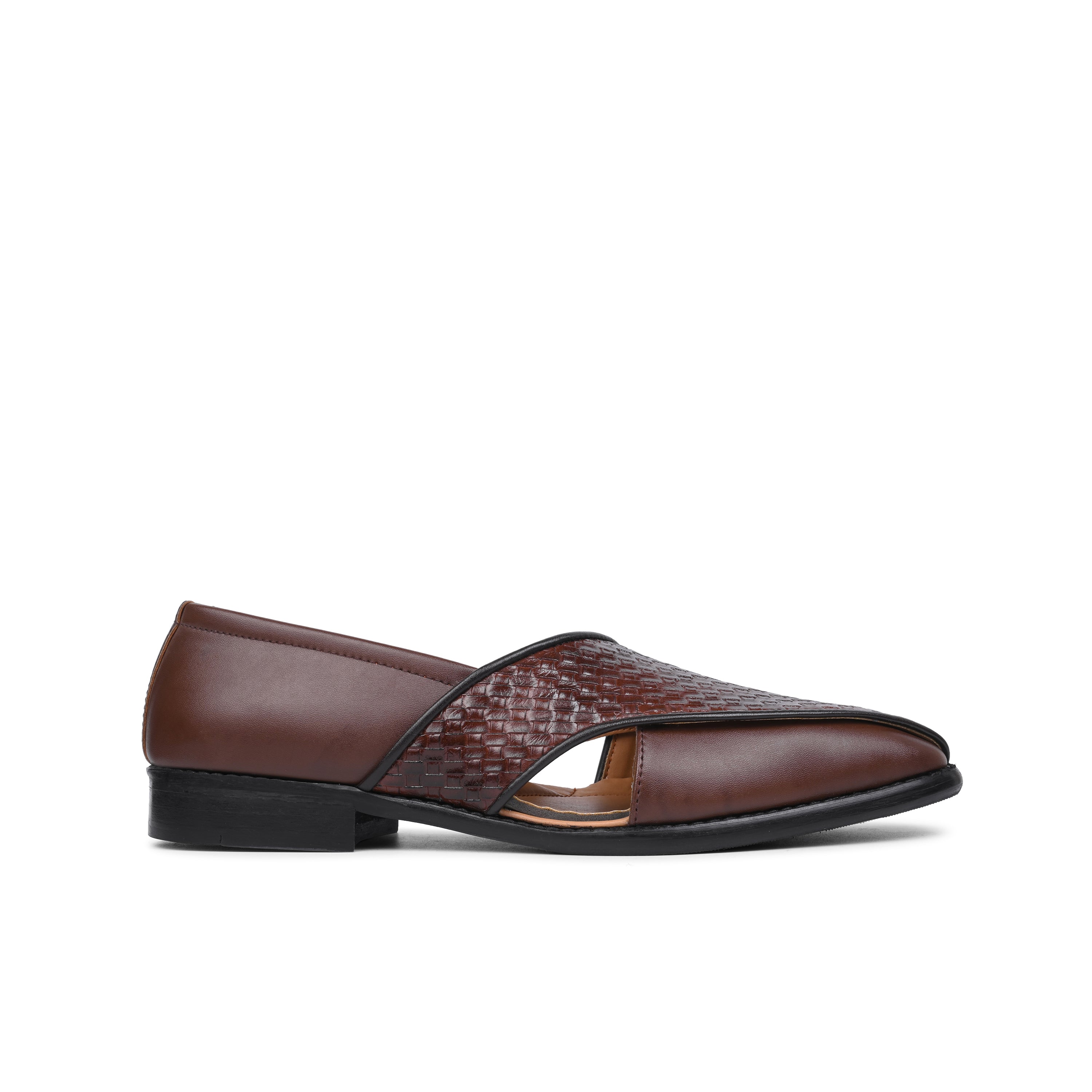 Men Brown Shoe-Style Slip On Sandals