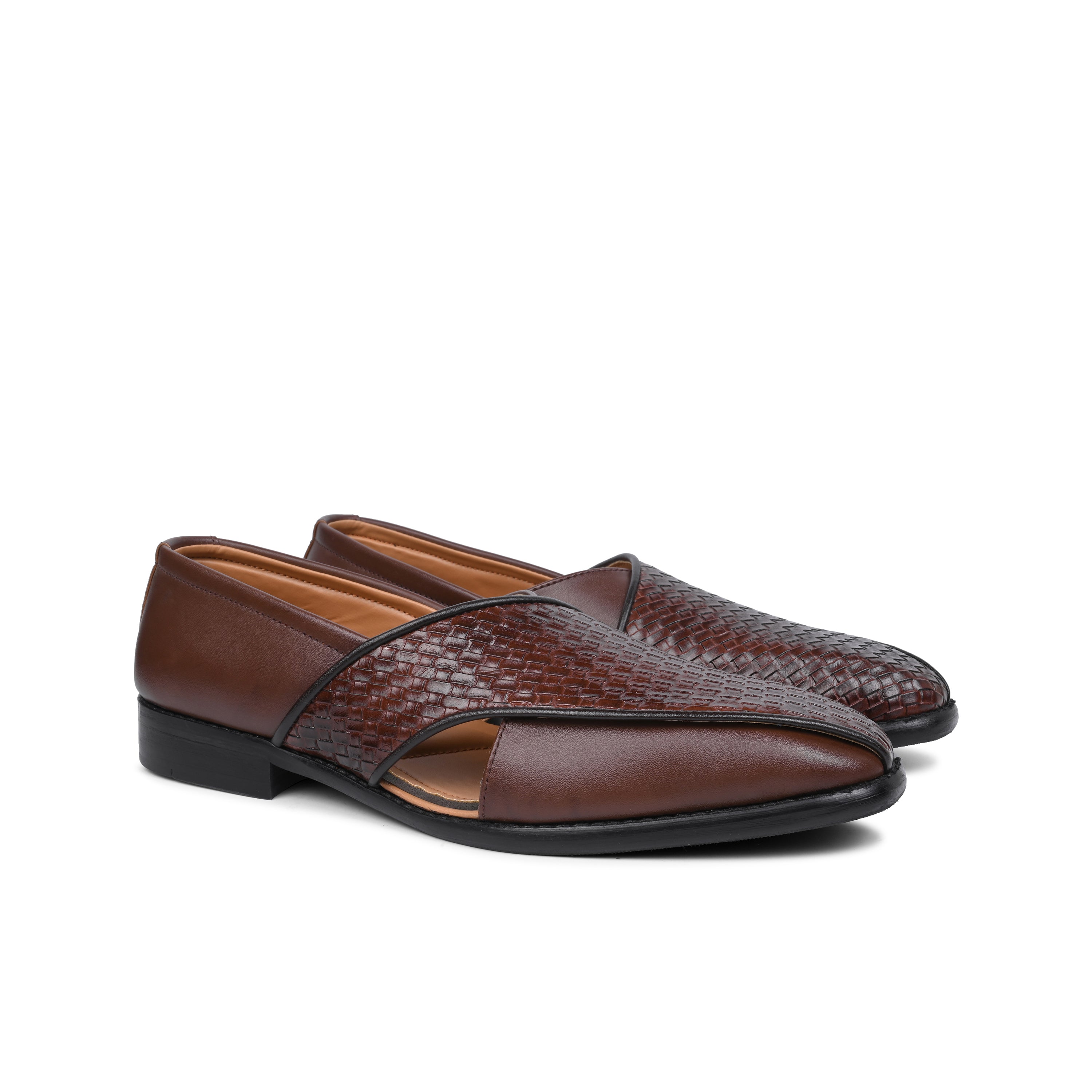 Men Brown Shoe-Style Slip On Sandals