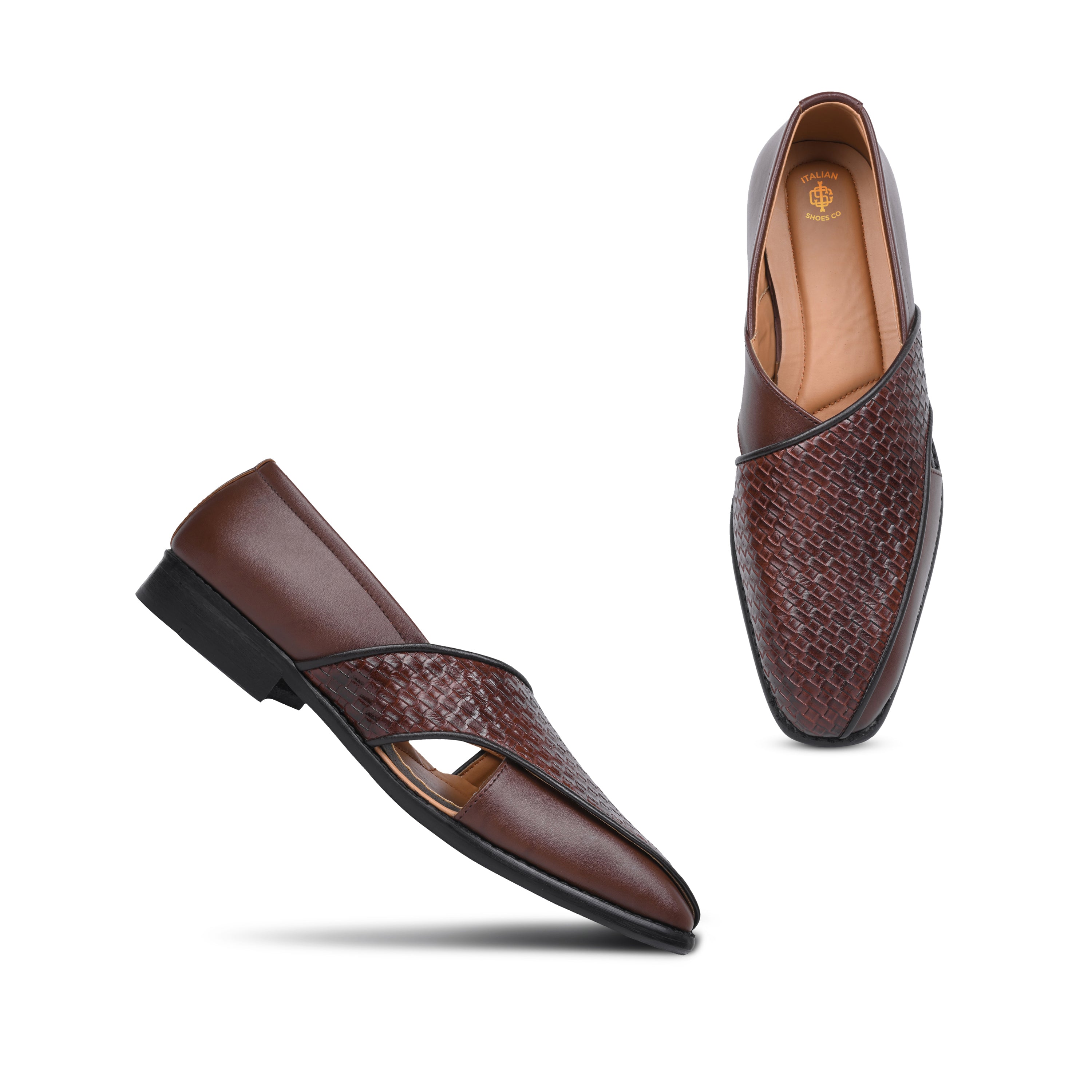 Men Brown Shoe-Style Slip On Sandals