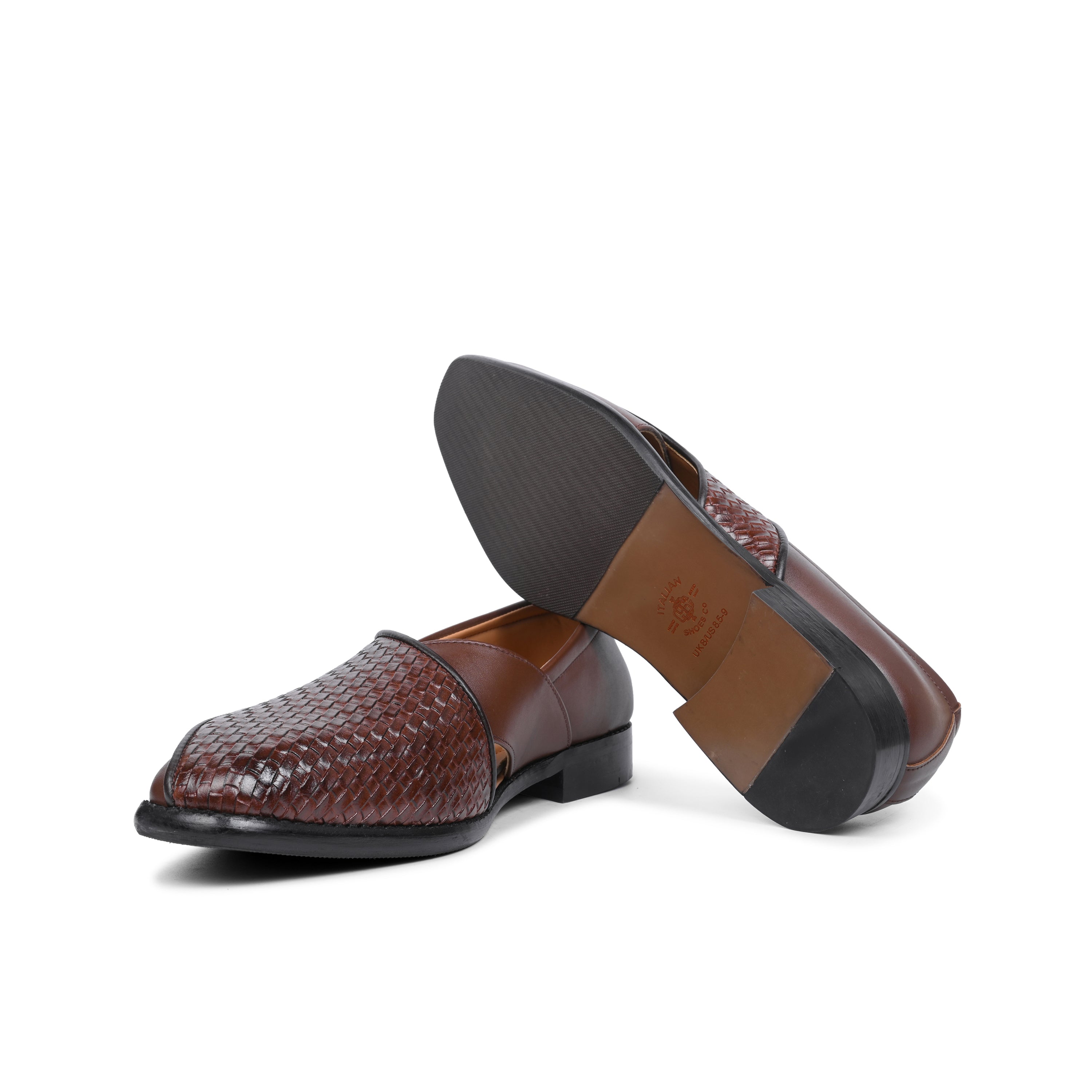 Men Brown Shoe-Style Slip On Sandals