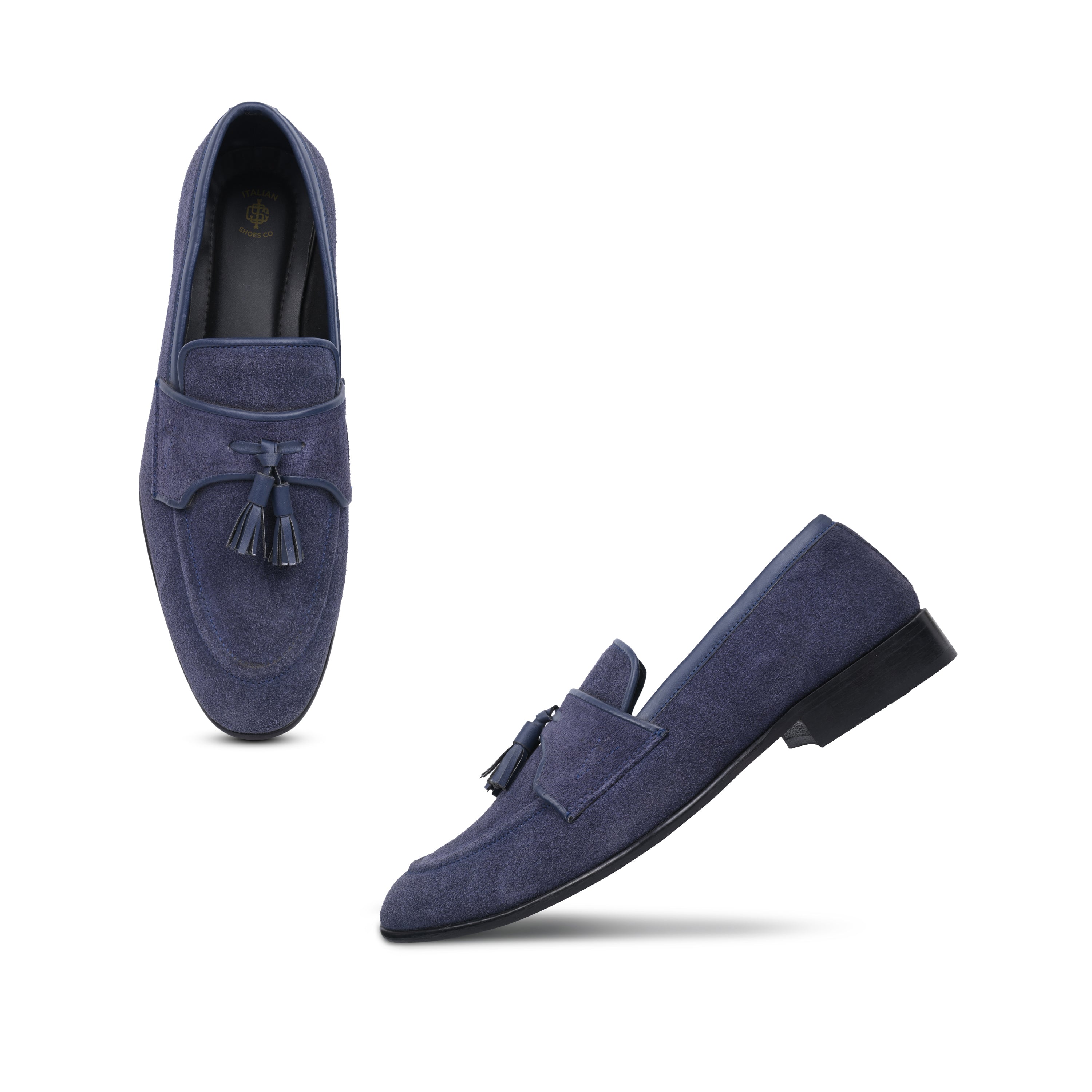 Navy Suede Tassel Loafers