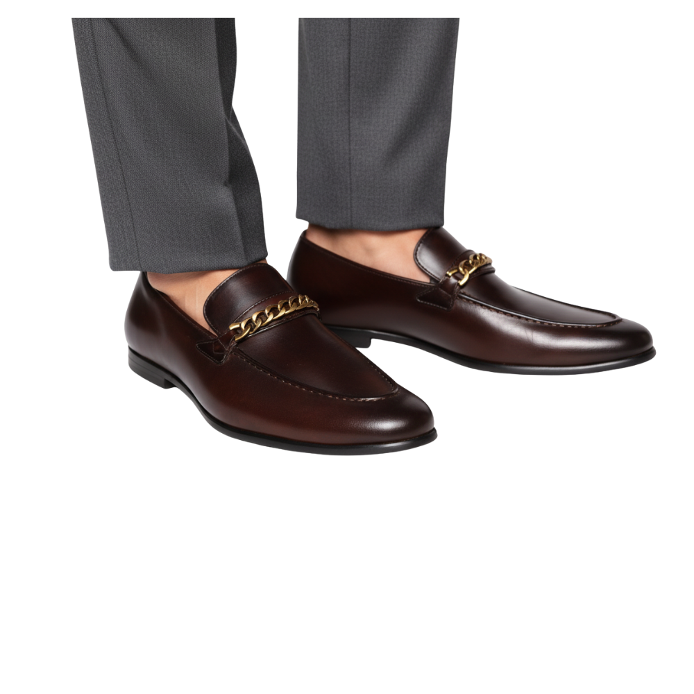 Regal Chain Crest Leather Loafers