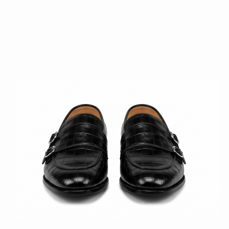 David Croc Classic Monk Strap Shoes