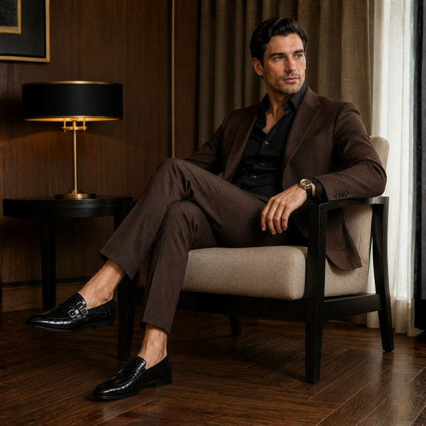 David Croc Classic Monk Strap Shoes