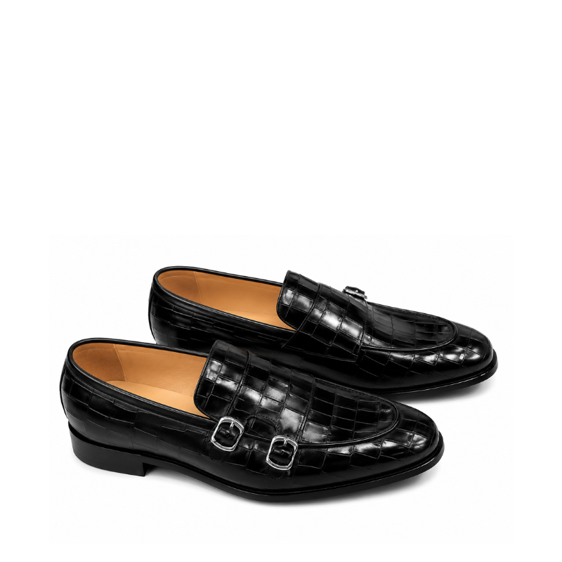 David Croc Classic Monk Strap Shoes