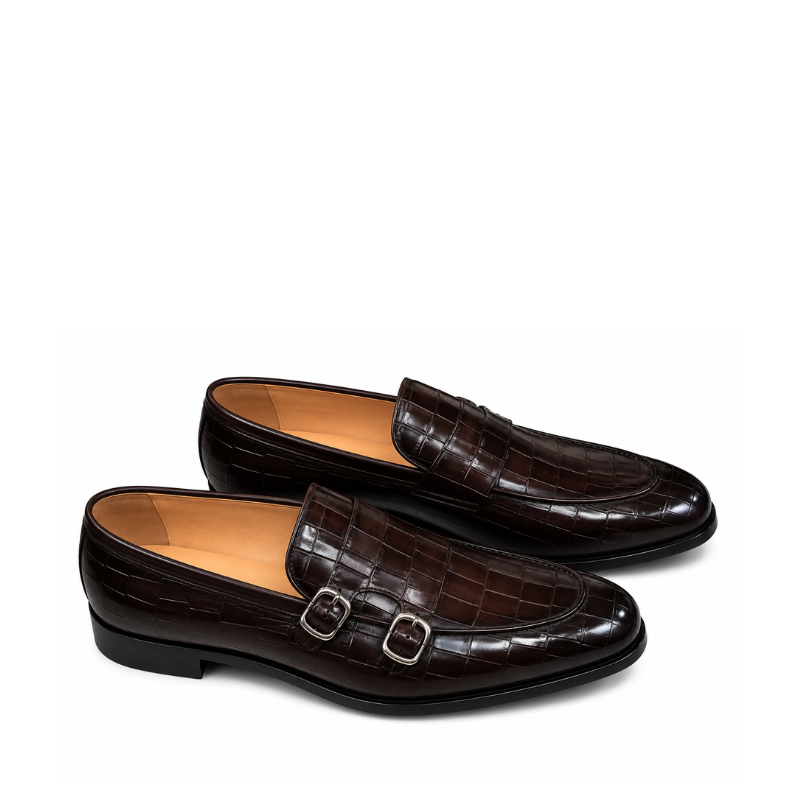 David Croc Classic Monk Strap Shoes