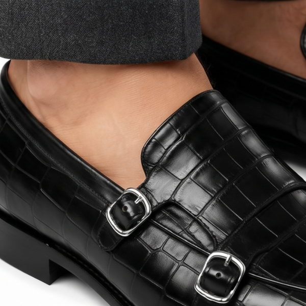 David Croc Classic Monk Strap Shoes