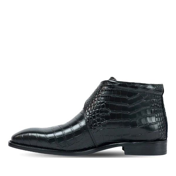 Coffee Brown Croco Leather Boots