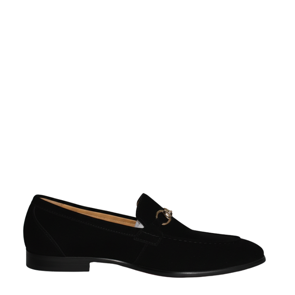Royale Suede Italian Horsebit Loafers - Black