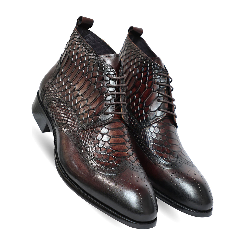 Coffee Croco Ankle Boots