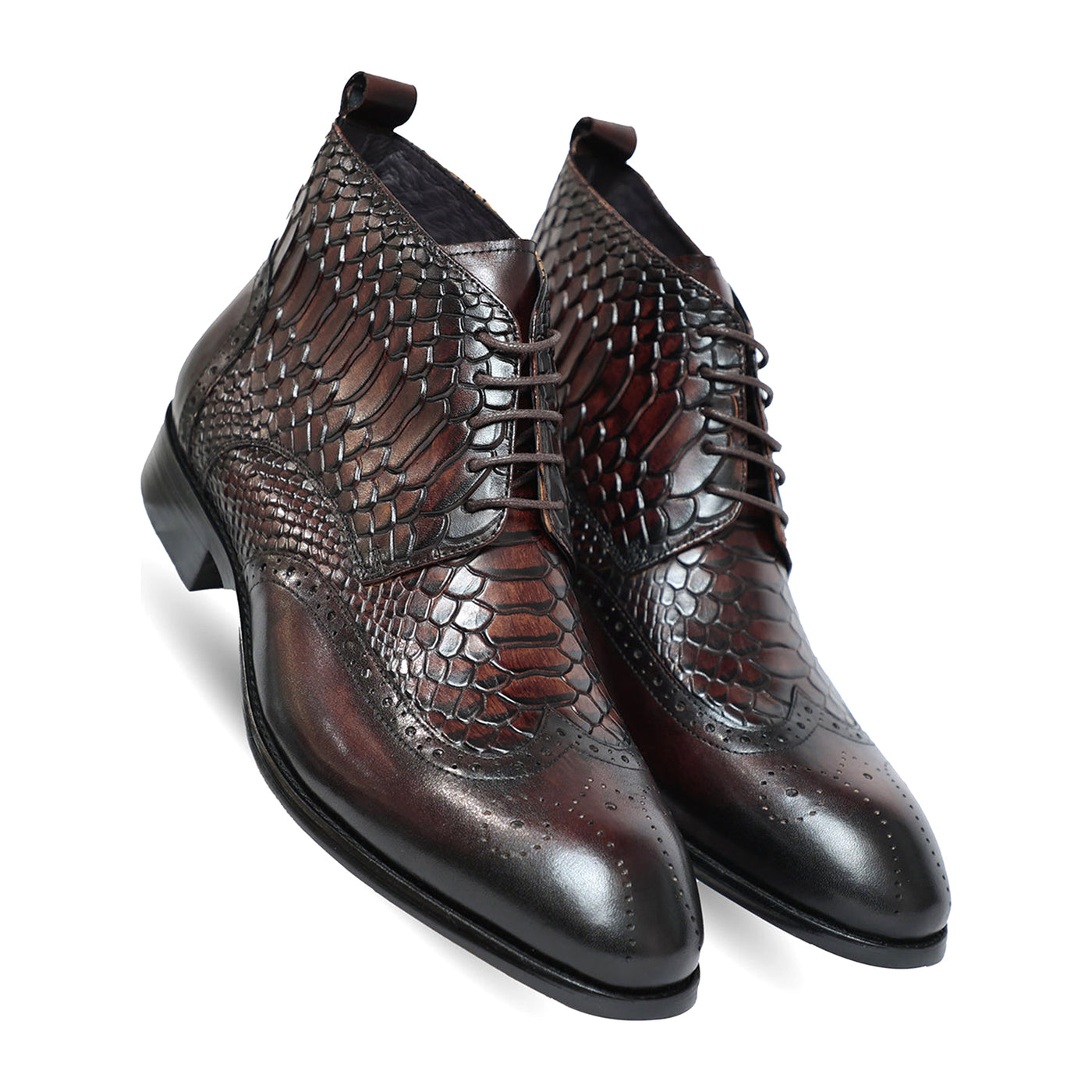 Coffee Croco Ankle  Boots